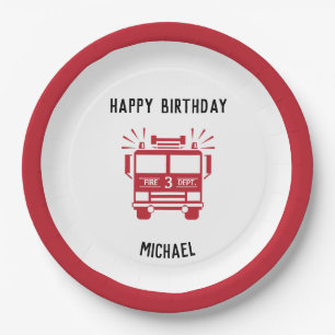 Assiettes En Carton Plats d'anniversaire de camion de pompiers de la