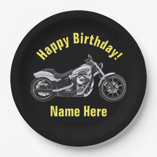 Assiettes En Carton Plats d'anniversaire de moto (Devant)