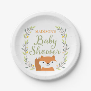 Assiettes En Carton Plats de baby shower de Fox de région boisée