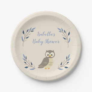 Assiettes En Carton Plats de baby shower de hibou de région boisée