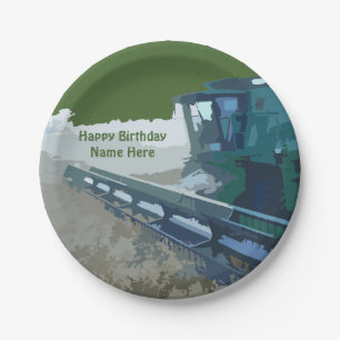 Assiettes En Carton Plats de cartel de vert de joyeux anniversaire