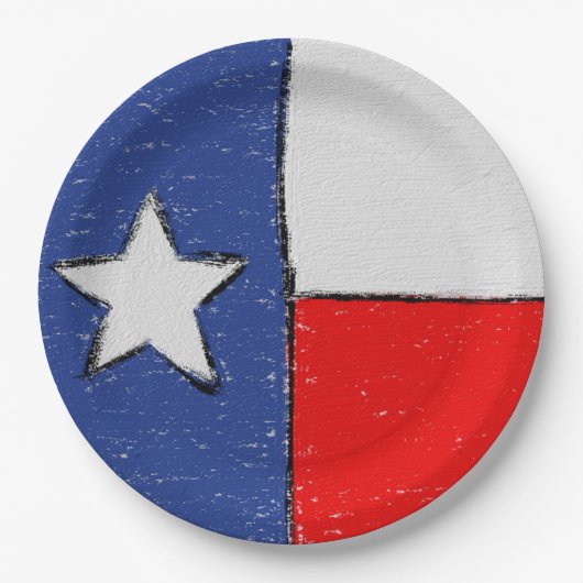 Assiettes En Carton Plats de drapeau du Texas (Devant)
