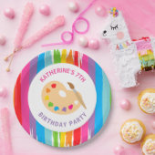 Assiettes En Carton Plats de fête d'anniversaire de peinture d'art (Fête)