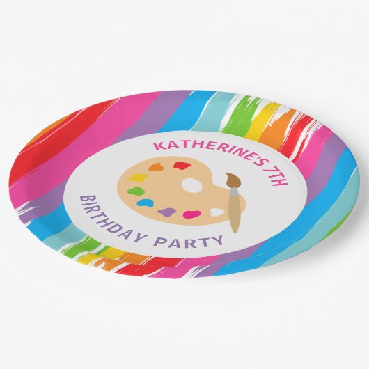 Assiettes En Carton Plats de fête d'anniversaire de peinture d'art (Angle)