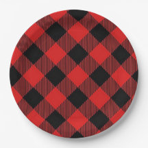 Plats de fête de Noël de plaid de Buffalo rouge et