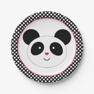 Assiettes En Carton Plats de partie de panda de Polkadot