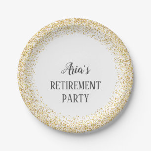 Assiettes En Carton Plats de partie de retraite de confettis d'or