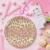 Assiettes En Carton Plats de partie d'empreinte de léopard (rose) (Fête)