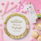 Assiettes En Carton Plats de rose et de princesse d'or (Fête)