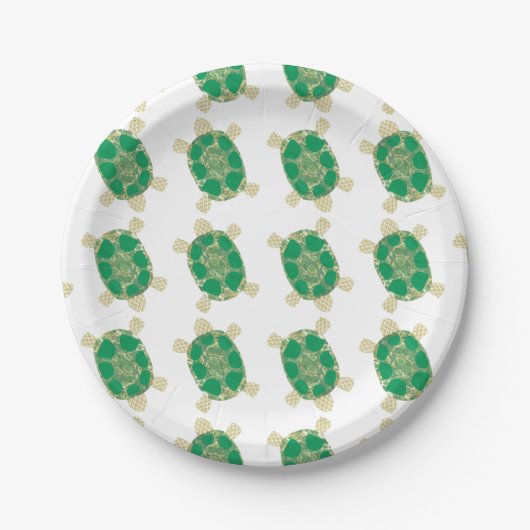 Assiettes En Carton Plats de tortue verte (Devant)