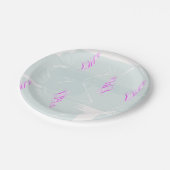 Assiettes En Carton Plats de vacances design vert pâle et rose (Angle)