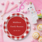 Assiettes En Carton Plats d'événement personnalisés par guingan rouge (Fête)