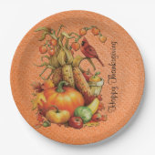 Assiettes En Carton Plats d'orange de bon thanksgiving de récolte (Devant)