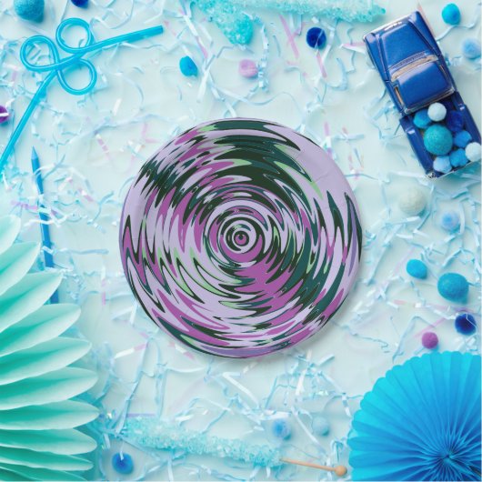 Assiettes En Carton Plats en papier Abstrait à feuilles violettes et v (Fête)