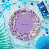 Assiettes En Carton Plats en papier floral violet et blanc (Fête)