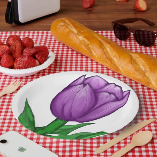 Assiettes En Carton Plats en porcelaine de Tulipe Violette (Pique-nique)