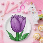 Assiettes En Carton Plats en porcelaine de Tulipe Violette (Fête)
