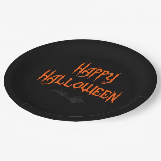 Assiettes En Carton Plats heureux de Halloween (Angle)