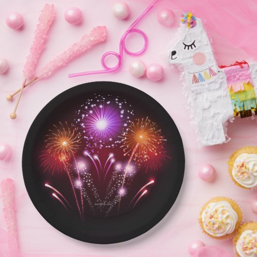 Assiettes En Carton Plats jetables de feux d'artifice (Fête)