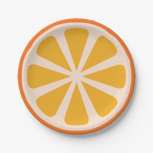 Assiettes En Carton Plats mignons d'anniversaire de tranche orange