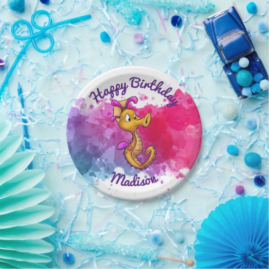 Assiettes En Carton Plats mignons de partie d'hippocampe (Fête)