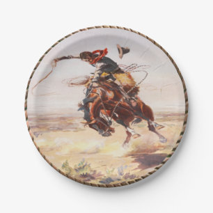 Assiettes En Carton Plats occidentaux de partie de cavalier de Bronc