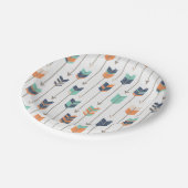 Assiettes En Carton Plats oranges bleus de Livre vert de flèche (Angle)