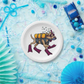 Assiettes En Carton Plats Papier de Chien Plongée Sous-Marine (Fête)