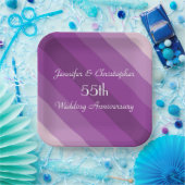 Assiettes En Carton Plats rayés pourpres, cinquante-cinquième (Fête)