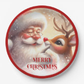 Assiettes En Carton Playful Christmas Plates Santa and Rudolph (Devant)
