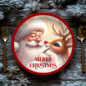 Assiettes En Carton Playful Christmas Plates Santa and Rudolph