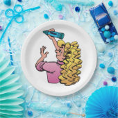 Assiettes En Carton Playful Girl with Crayon (Fête)