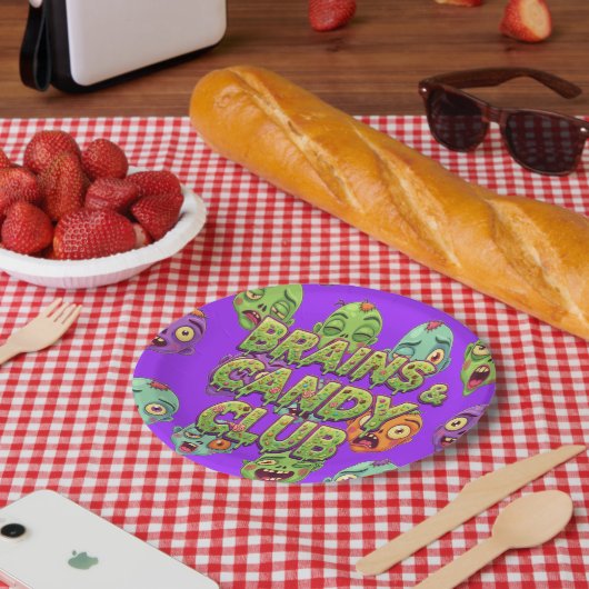 Assiettes En Carton Playful Monsters Zombies For Halloween (Pique-nique)