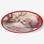 Assiettes En Carton Playful Santa and Red Nose Rudolph Paper Plates (Angle)