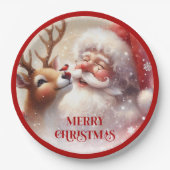 Assiettes En Carton Playful Santa and Red Nose Rudolph Paper Plates (Devant)