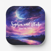 Assiettes En Carton Pleine lune céleste étoiles nuages Mariage mystiqu (Recto)