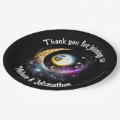 Assiettes En Carton Pleine lune étoile ciel céleste magenta (Angle)