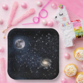 Assiettes En Carton Pleine lune Nuit Ciel Étoiles Extérieur Papier Din (Fête)