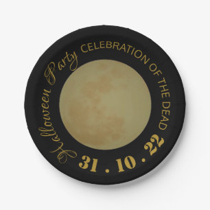 Assiettes En Carton Pleine lune, Plaque de papier de partie Halloween