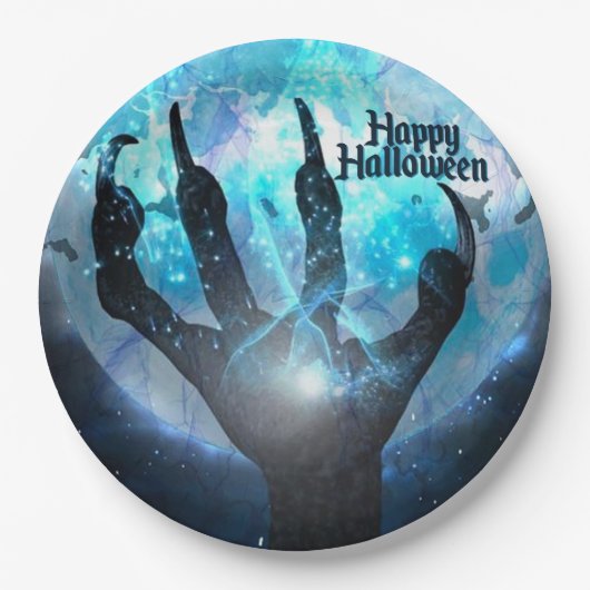 Assiettes En Carton Pleine lune Transformation Parti Halloween (Devant)