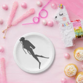 Assiettes En Carton Plongeur de scuba en silhouette noire (Fête)