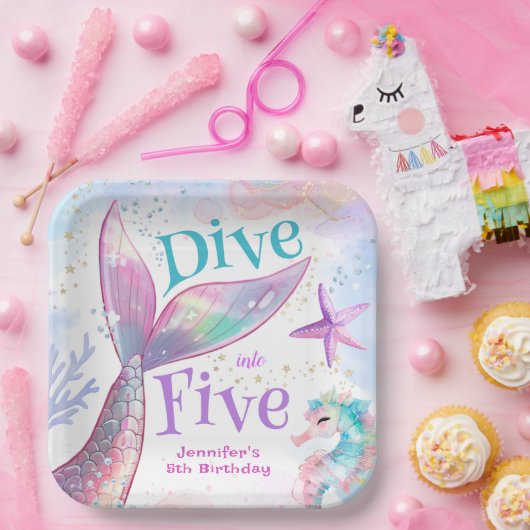 Assiettes En Carton Plongez dans cinq sirènes 5e anniversaire (Fête)