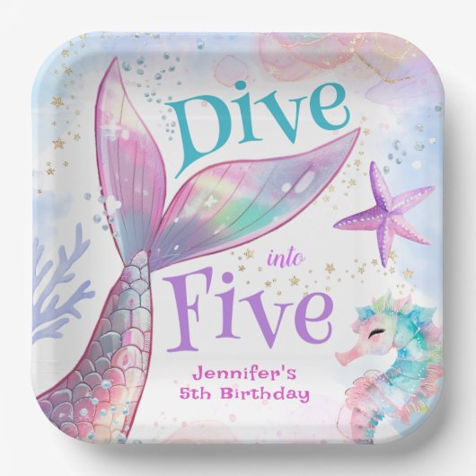 Assiettes En Carton Plongez dans cinq sirènes 5e anniversaire (Recto)