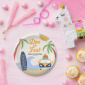 Assiettes En Carton Plongez dans cinq Surfs Board Bleu 5e anniversaire (Fête)