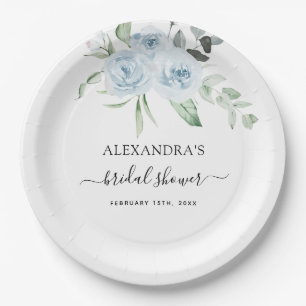 Assiettes En Carton Pluie de cadeaux de mariage Bleu Poussiéreux Eucal