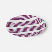 Assiettes En Carton Plum et blanc cinq bandes motif (Angle)