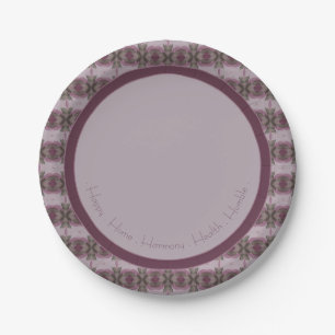 Assiettes En Carton Plum mauve et vert