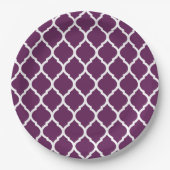 Assiettes En Carton Plum pourpre et blanc Quatrefoil marocain (Devant)
