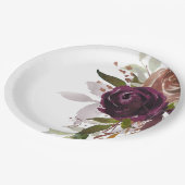 Assiettes En Carton Plum violet chic et Mariage floral or (Angle)