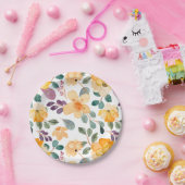 Assiettes En Carton Plum violet jaune doré Floral (Fête)